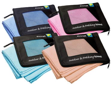 Outdoor Handtuch L ultra leicht 4er Set,<br>Hot-Pink, Mint, Blau, Sahara,<br> 66 x 120 cm