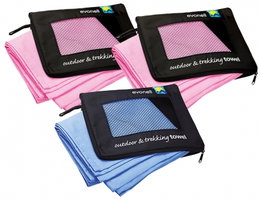 Outdoor Handtuch XL ultra leicht 3er Set,<br>Hot-Pink, Hot-Pink, Blau,<br> 66 x 140 cm