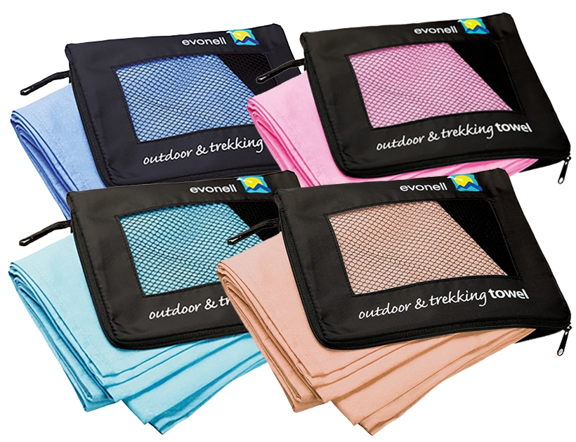 Evonell ultra leichte Mikrofaserhandtücher Onlineshop - Outdoor Handtuch XL  ultra leicht 4er Set, Hot-Pink, Mint, Blau, Sahara, 66 x 140 cm