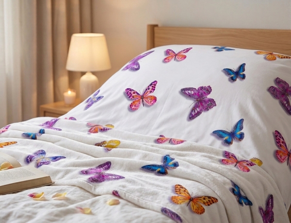 Allergiker-Reise-Zudecke ultra leicht, Schmetterling Weiß,  110 x 160 cm